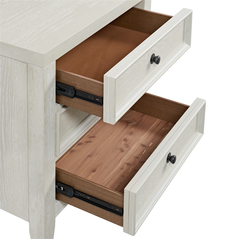 White Contemporary 3-Drawer Nightstand