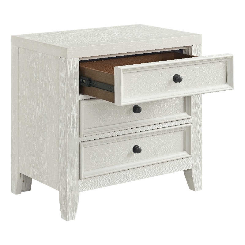 White Contemporary 3-Drawer Nightstand