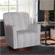 Blue Swivel Chair with Walnut Wood Base