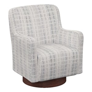 Blue Swivel Chair with Walnut Wood Base