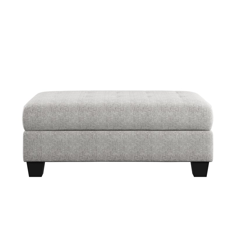 Gray Chenille Storage Ottoman with Hydraulic Hinges
