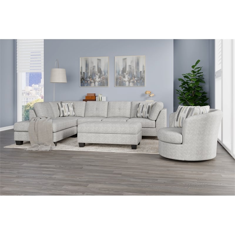 Gray Chenille Storage Ottoman with Hydraulic Hinges