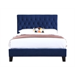 Blue Button Tufted Velvet Cal King Upholstered Bed