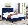 Blue Button Tufted Velvet Cal King Upholstered Bed