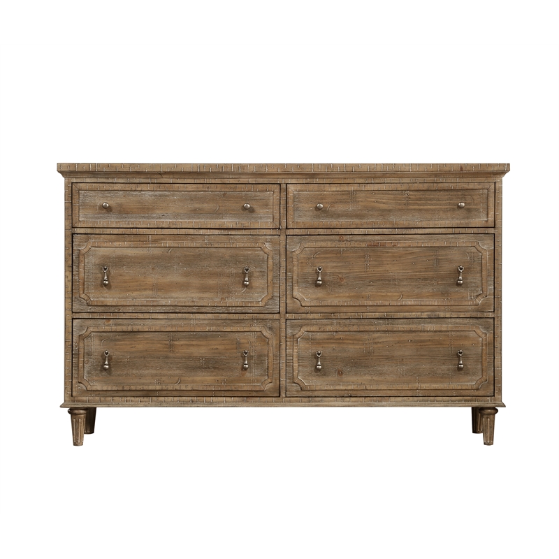 Wallace & Bay Brown Rustic 6-Drawer Dresser