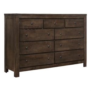 Wallace & Bay Brown Rustic Pine Wood 9-Drawer Dresser