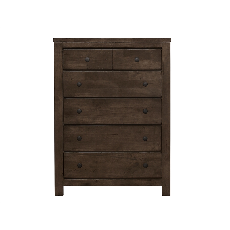 Wallace & Bay Brown Pine Wood Modern Rustic 6-Drawer Chest