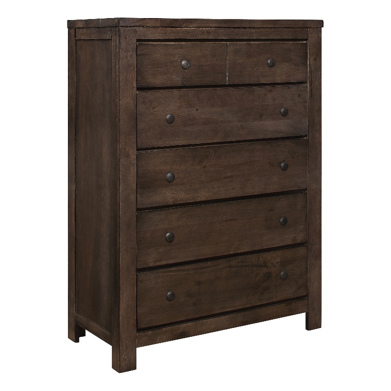 Wallace & Bay Brown Pine Wood Modern Rustic 6-Drawer Chest