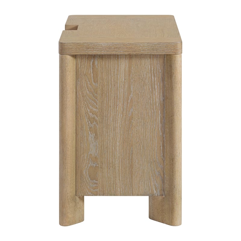 Beige Farmhouse 3-Drawer Nightstand with USB Charging
