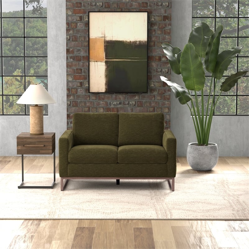 Green Chenille Upholstered Loveseat
