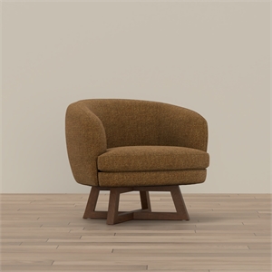 Brown 33&quot WIde Swivel Chair with Wood Base