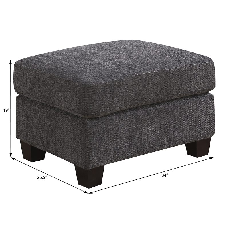 Gray Chenille Transitional Ottoman