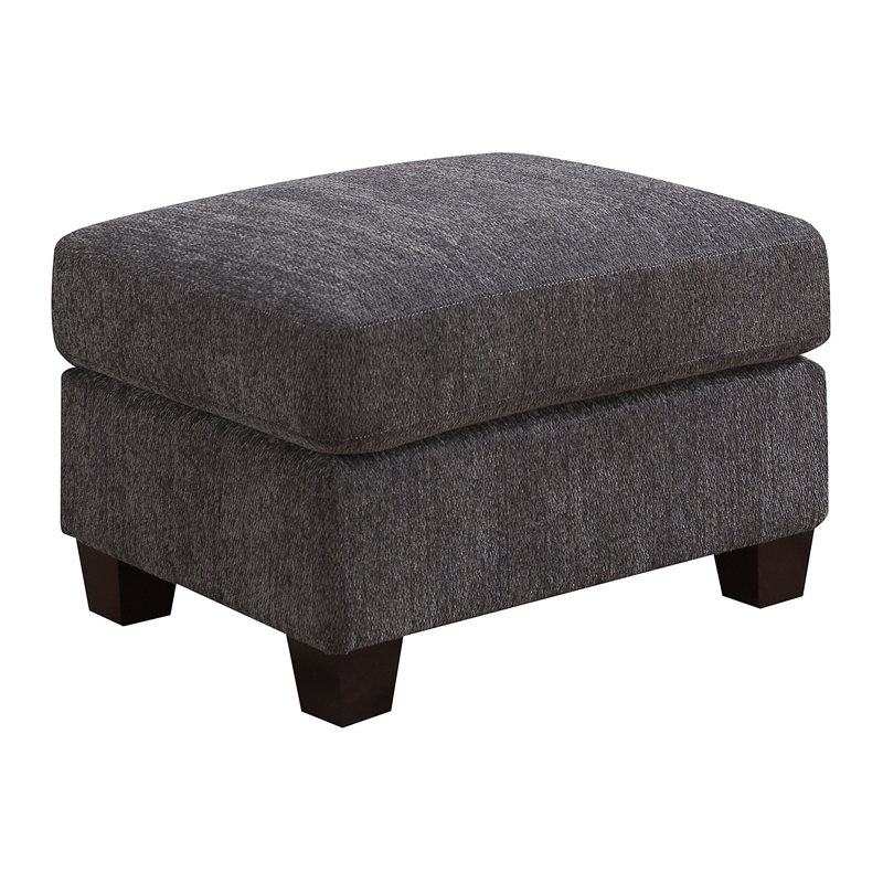Gray Chenille Transitional Ottoman