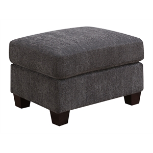 Gray Chenille Transitional Ottoman