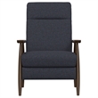Blue Pushback Recliner with Wood Base