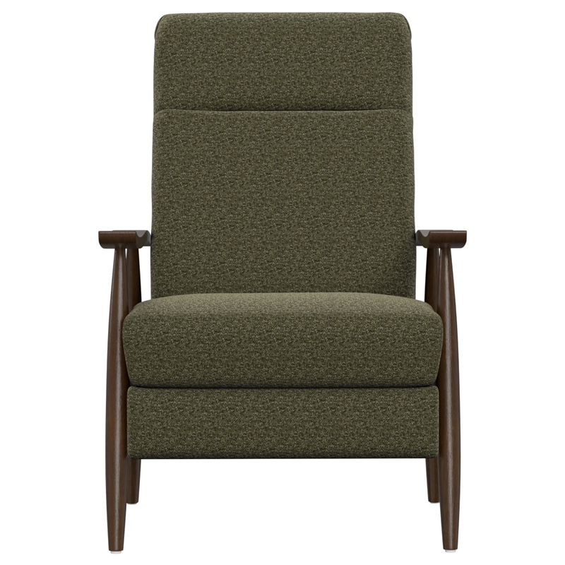 Green Pushback Recliner with Wood Arms