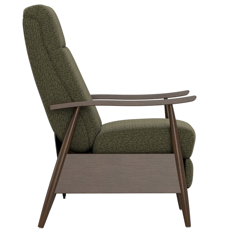 Green Pushback Recliner with Wood Arms