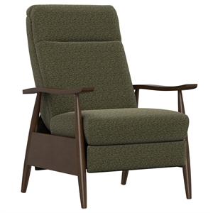 Green Pushback Recliner with Wood Arms