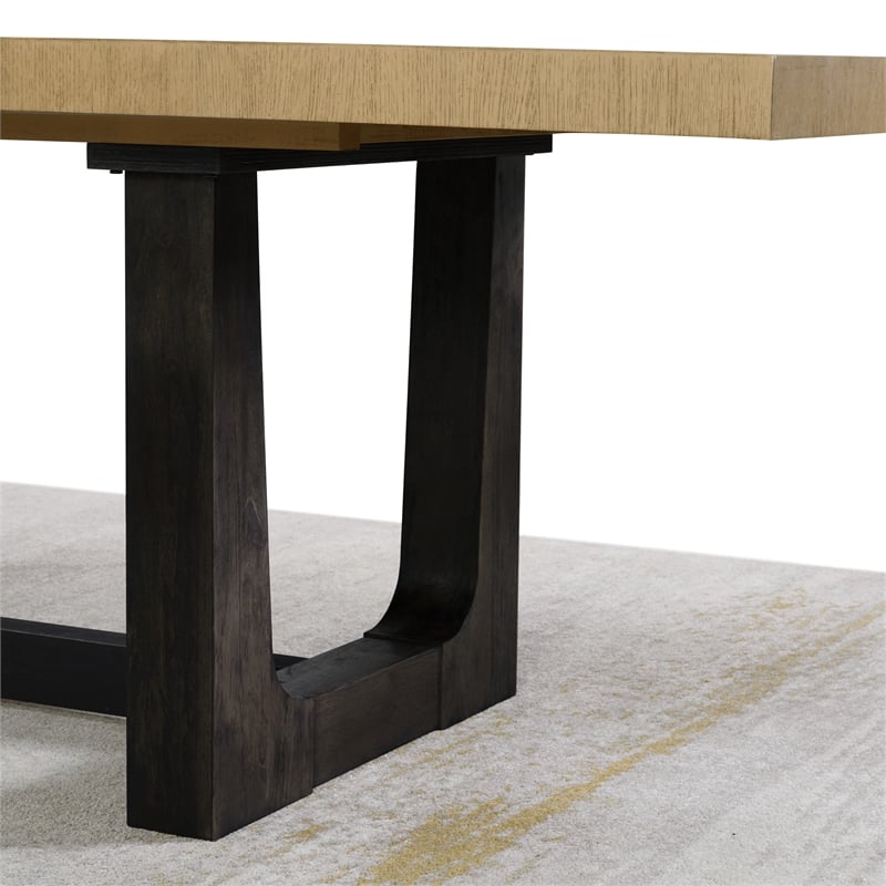 Brown Mid-Century Oak Trestle Dining Table