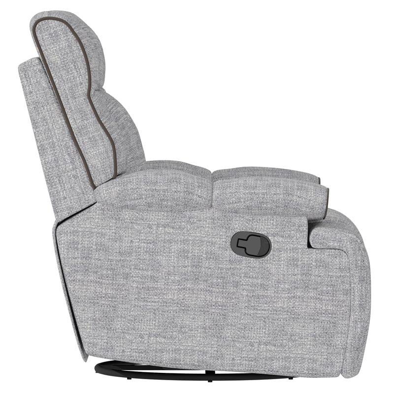 Gray Chenille Swivel Gliding Recliner