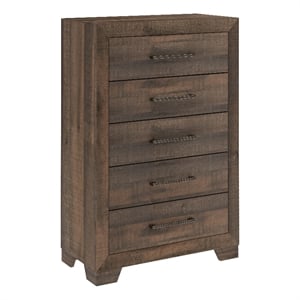 Wallace & Bay Brown Casual 5-Drawer Chest