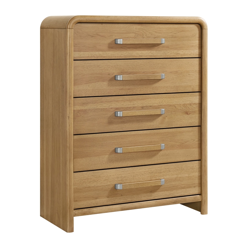 Wallace & Bay Mid-Century Hickory 5-Drawer Wood Chest