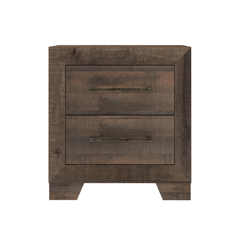Brown Casual 2-Drawer Nightstand USB Charging