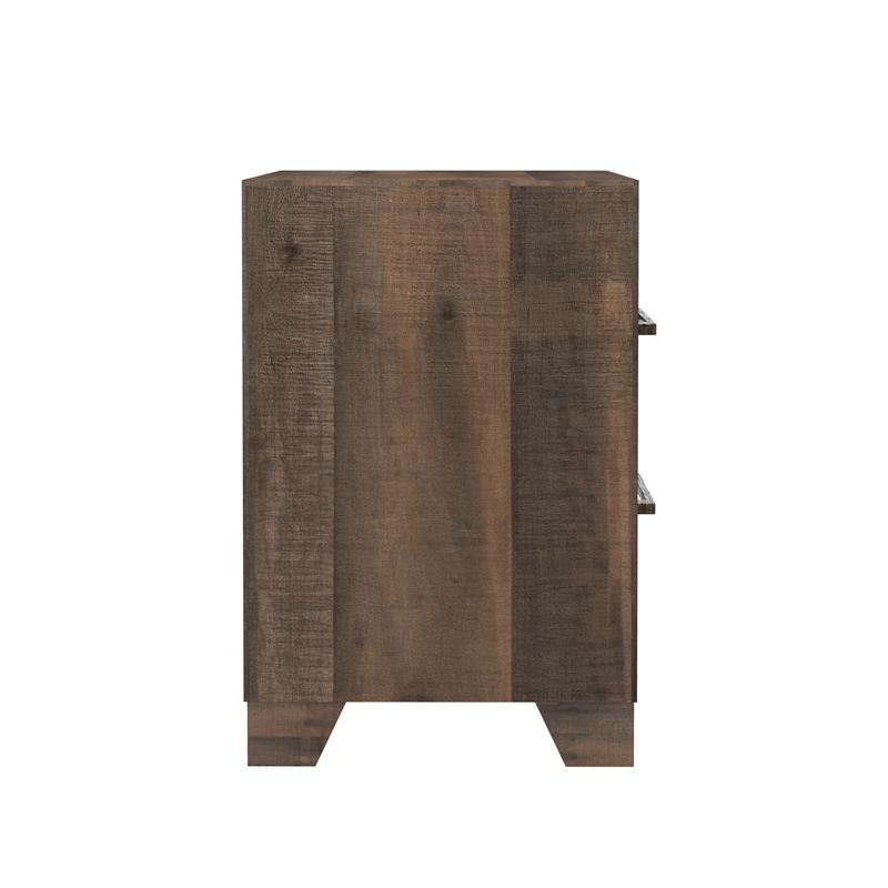 Brown Casual 2-Drawer Nightstand USB Charging