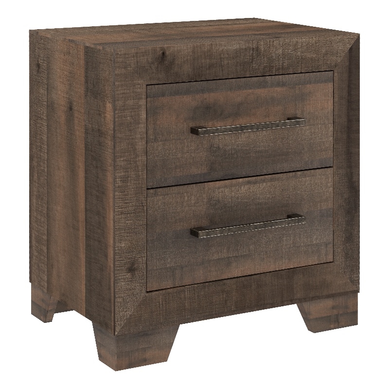 Brown Casual 2-Drawer Nightstand USB Charging