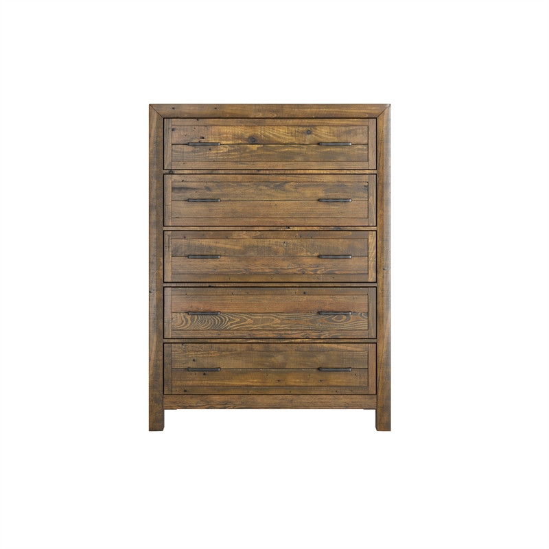 Wallace & Bay Brown Rustic Pine 5-Drawer Chest