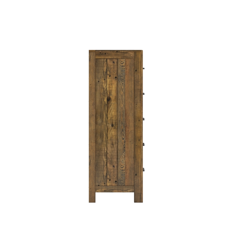 Wallace & Bay Brown Rustic Pine 5-Drawer Chest