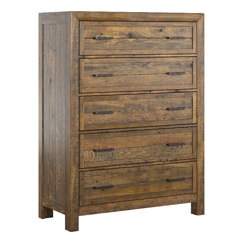 Wallace & Bay Brown Rustic Pine 5-Drawer Chest