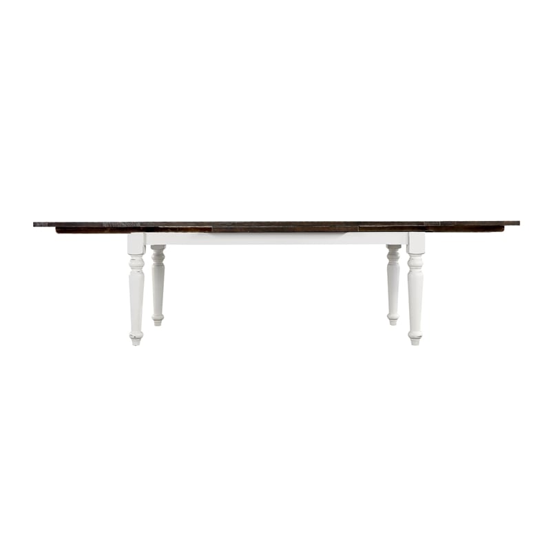 Brown and White Country Dining Table with Leaves