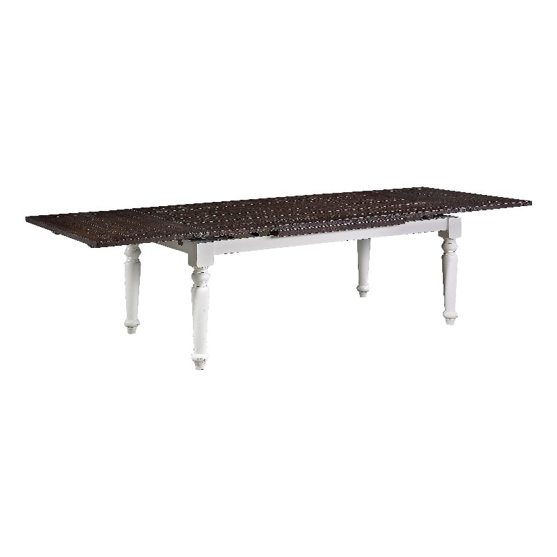 Brown and White Country Dining Table with Leaves