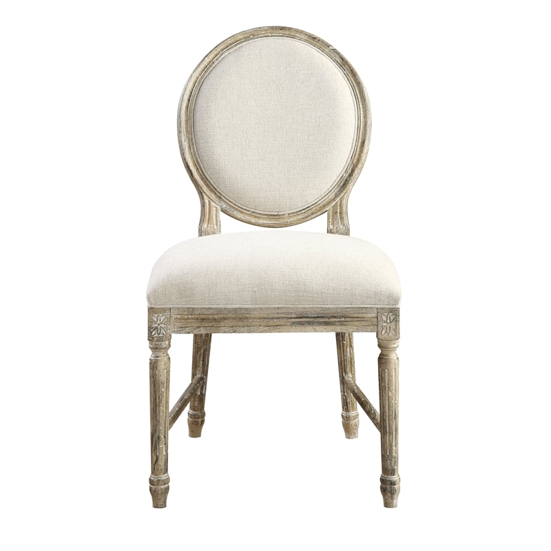 Beige Rustic Casual Upholstered Dining Chairs (Set of 2)