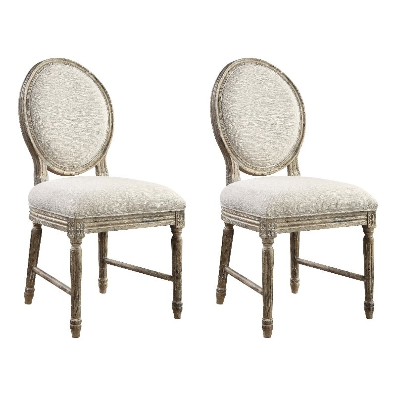 Beige Rustic Casual Upholstered Dining Chairs (Set of 2)