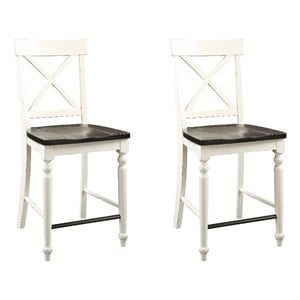 Brown and White Country Bar Stools (Set of 2)