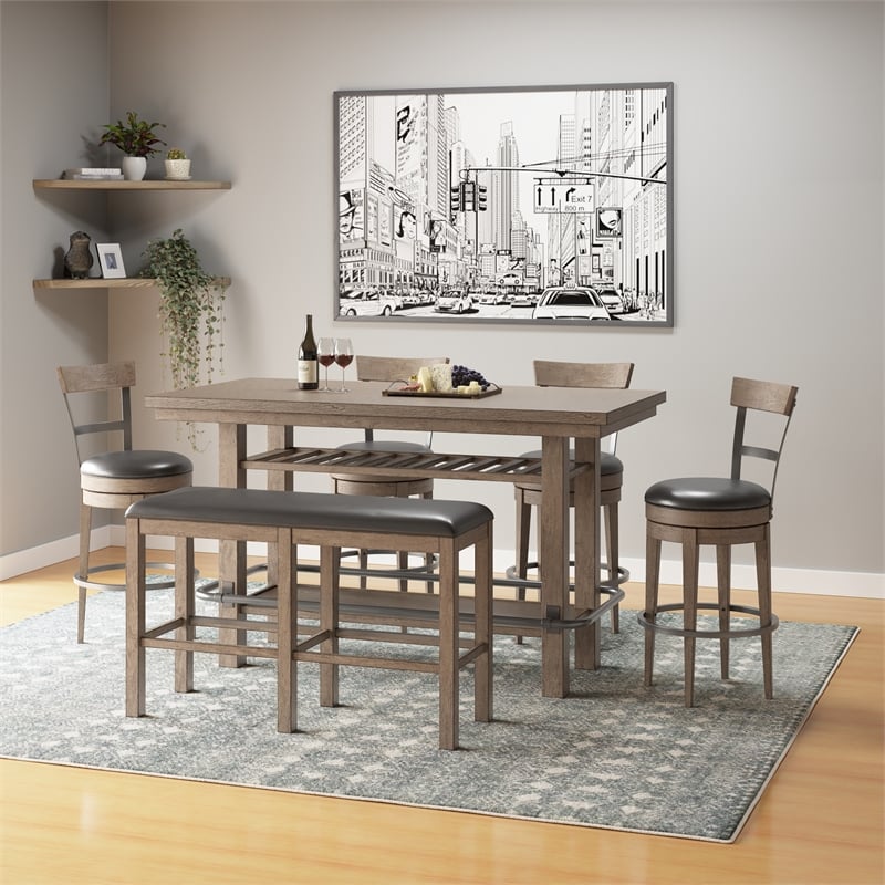 Brown Casual Bar Height Storage Table