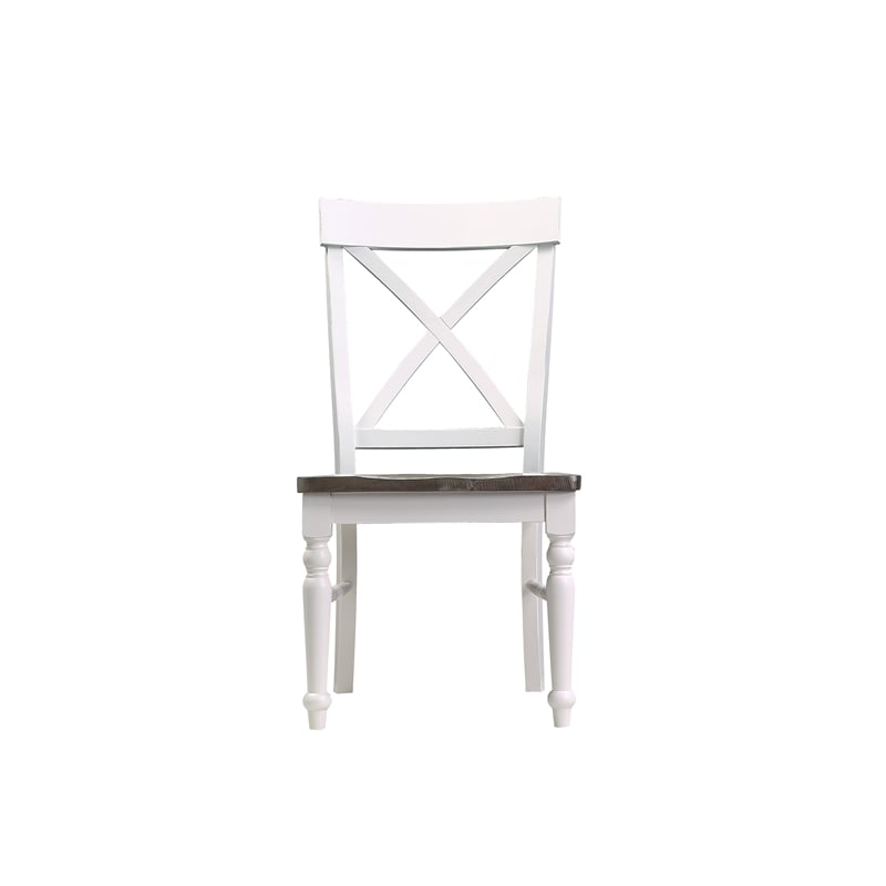 Brown and White Country Dining Chairs (Set of 2)