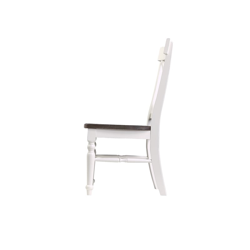 Brown and White Country Dining Chairs (Set of 2)