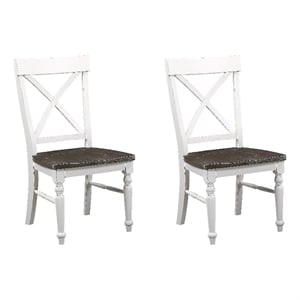 Brown and White Country Dining Chairs (Set of 2)
