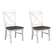 Brown and White Country Dining Chairs (Set of 2)