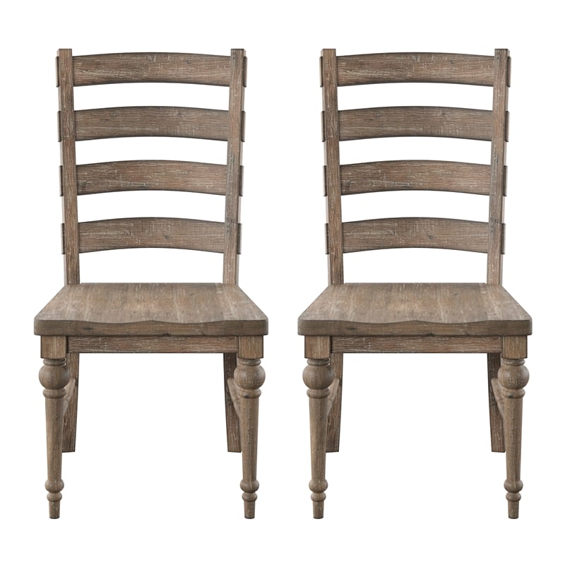 Brown Rustic Ladderback Dining Chairs (Set of 2)