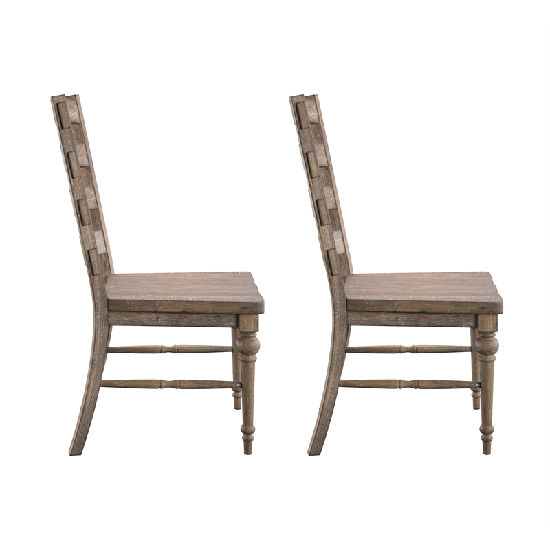 Brown Rustic Ladderback Dining Chairs (Set of 2)