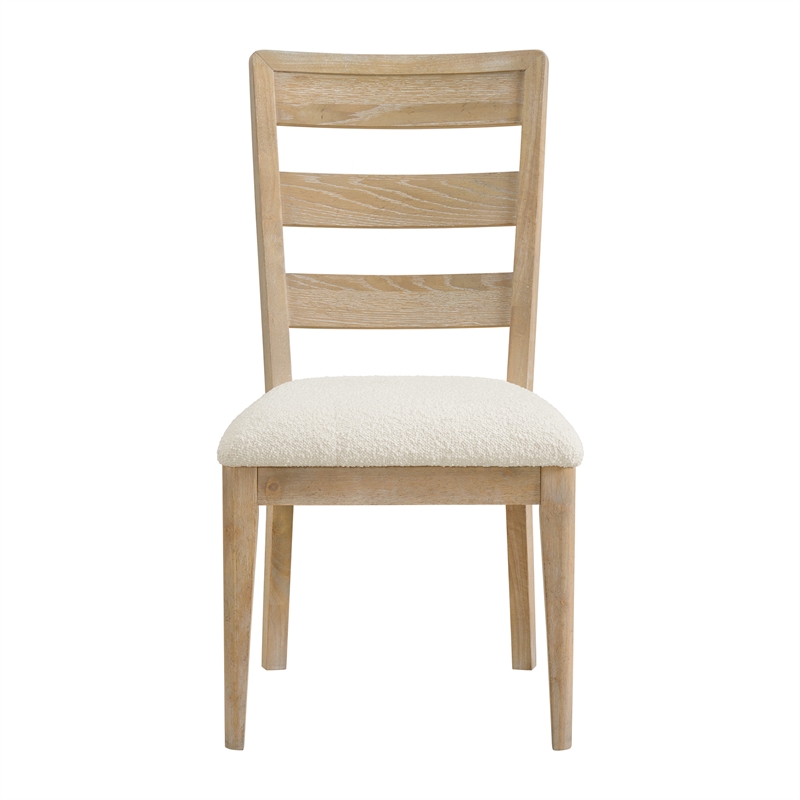 Brown Boucle Upholstered Ladder Back Dining Chairs (Set of 2)
