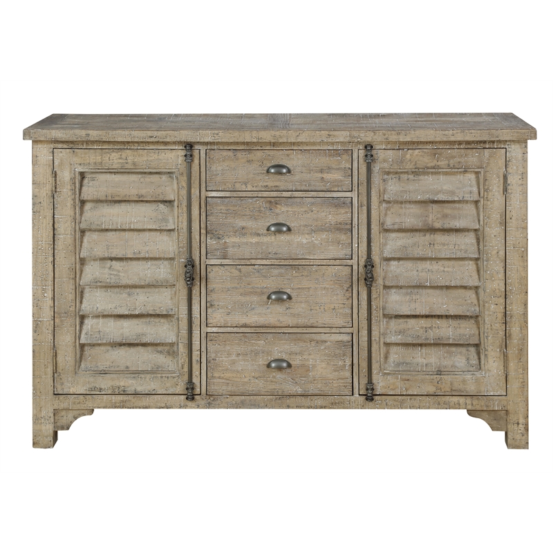 Wallace & Bay Beige Rustic Louvred Door Buffet