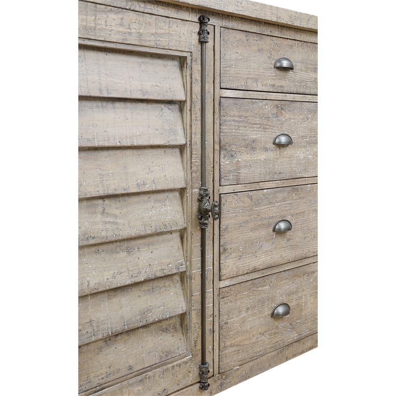 Wallace & Bay Beige Rustic Louvred Door Buffet