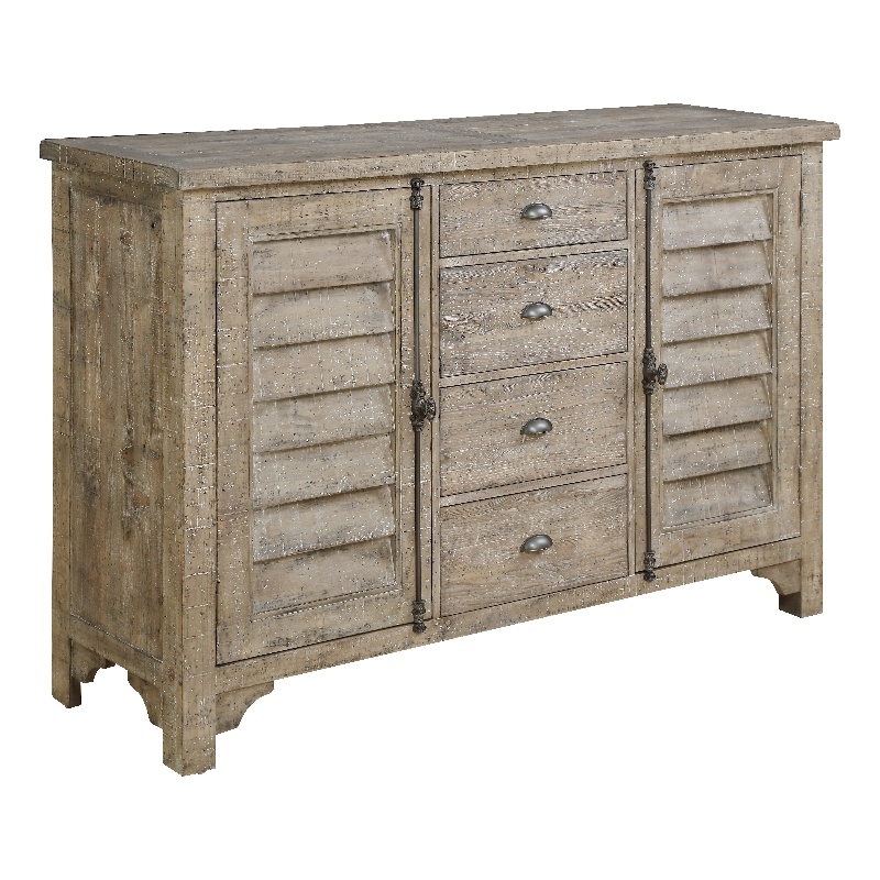 Wallace & Bay Beige Rustic Louvred Door Buffet