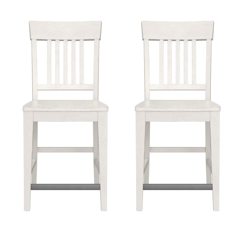 White Farmhouse Counter Stools (Set of 2)