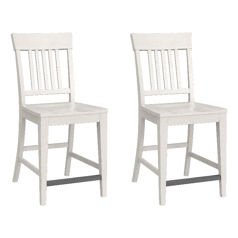 White Farmhouse Counter Stools (Set of 2)